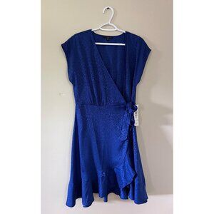 NWT Tiana B. Womens Size 8 Blue Sleeveless Wrap V-Neck Dress Party